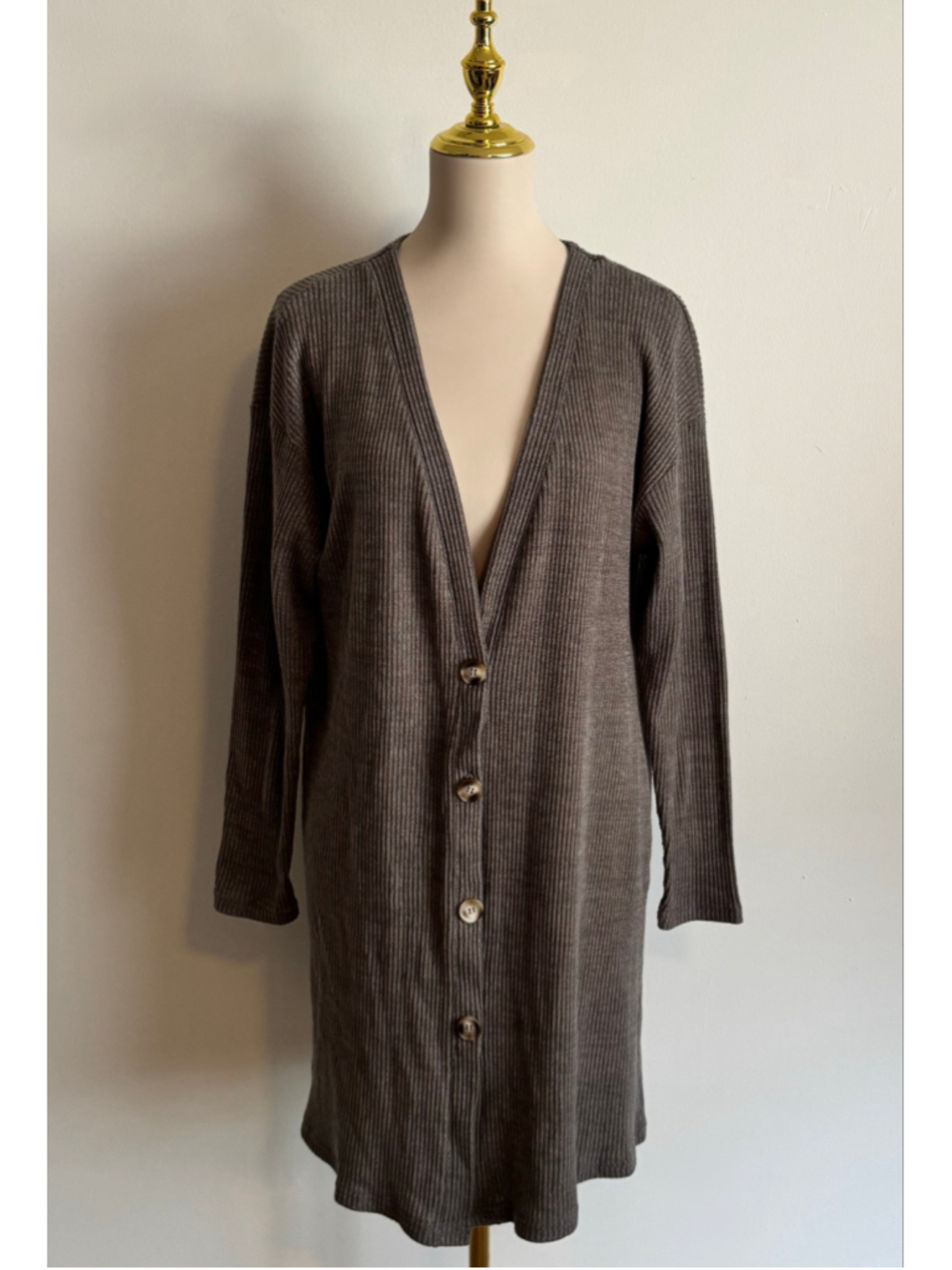 Women's SHEIN Curve Ribbed Cardigan Sweater Grey Size 1X